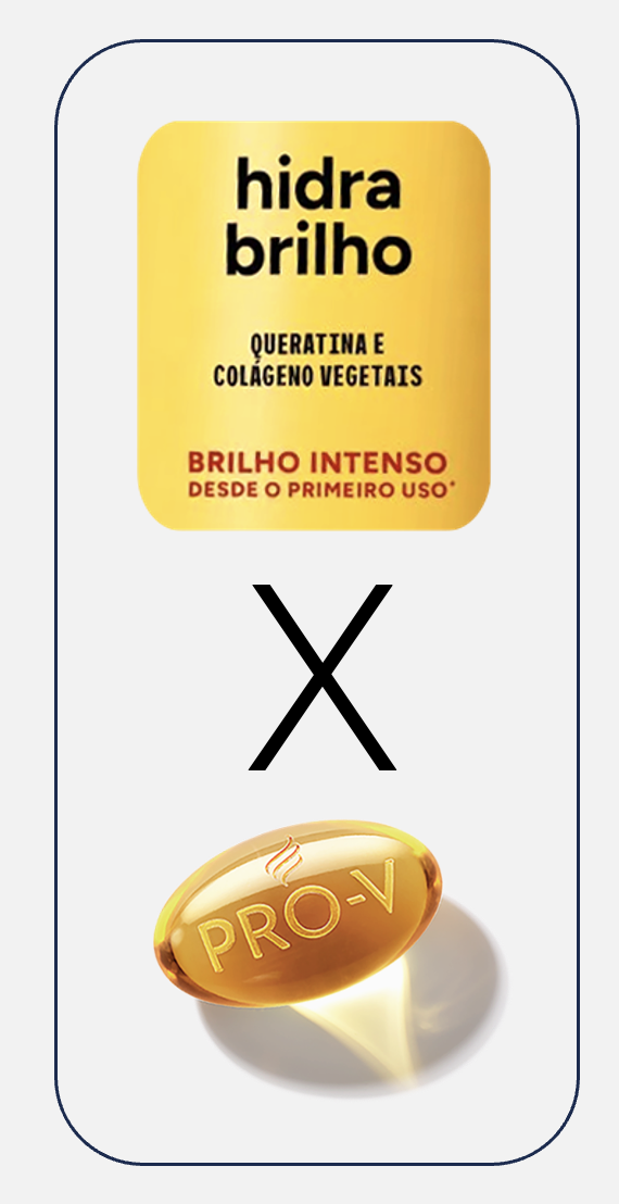 Hidra Brilho vs PRO-V — comparativo de claim visual